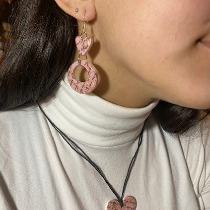 201 polymer clay earrings - pink heart - valentines love letter collection