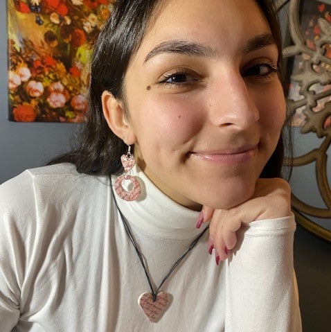 201 polymer clay earrings - pink heart - valentines love letter collection