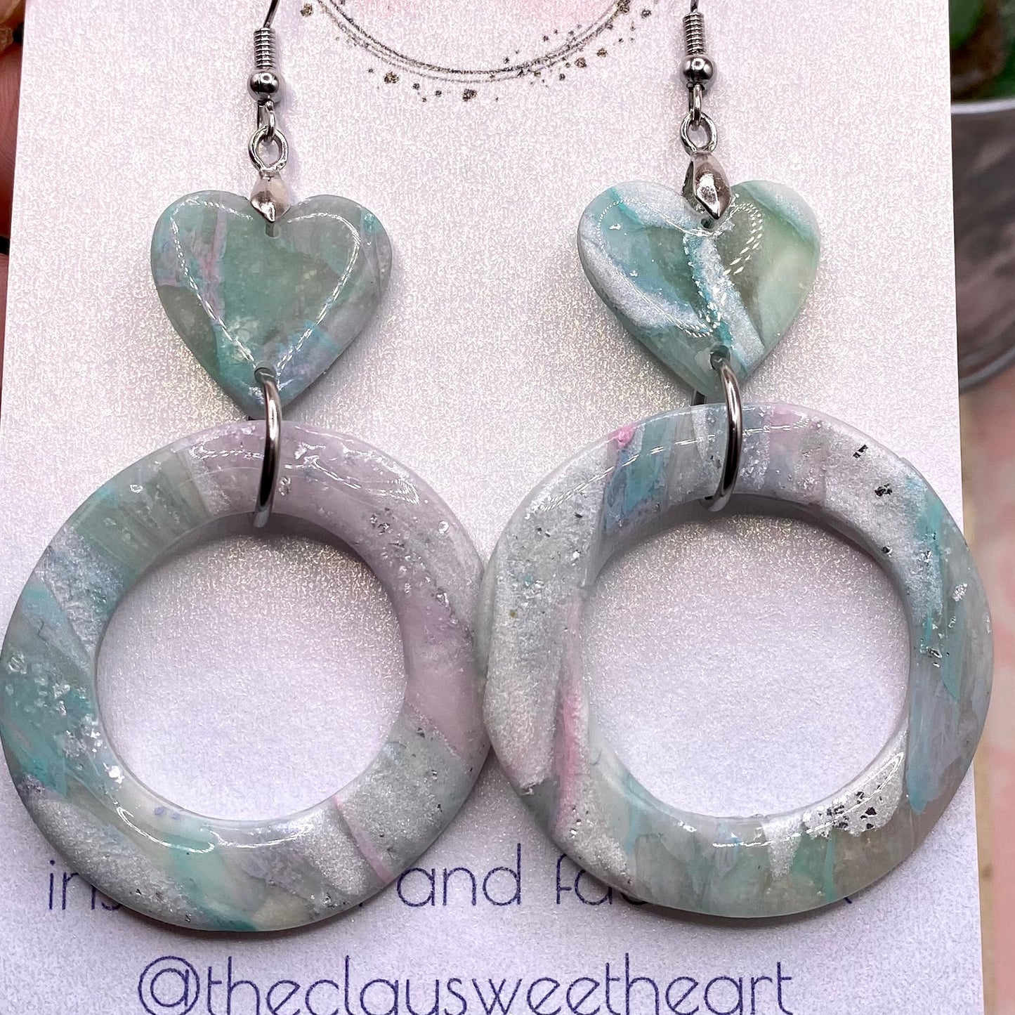 403 polymer clay heart hoop earrings
