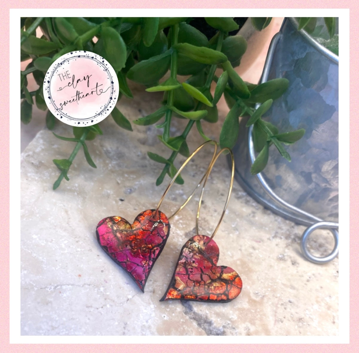 2205 red prism polymer clay earrings