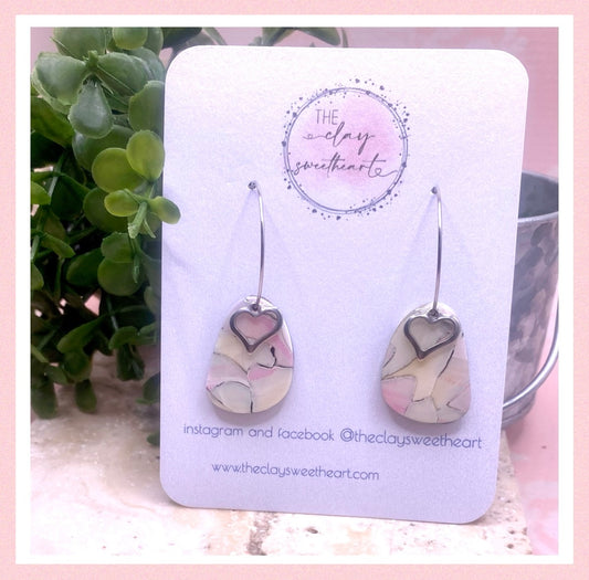 1003 polymer clay heart hoop earrings