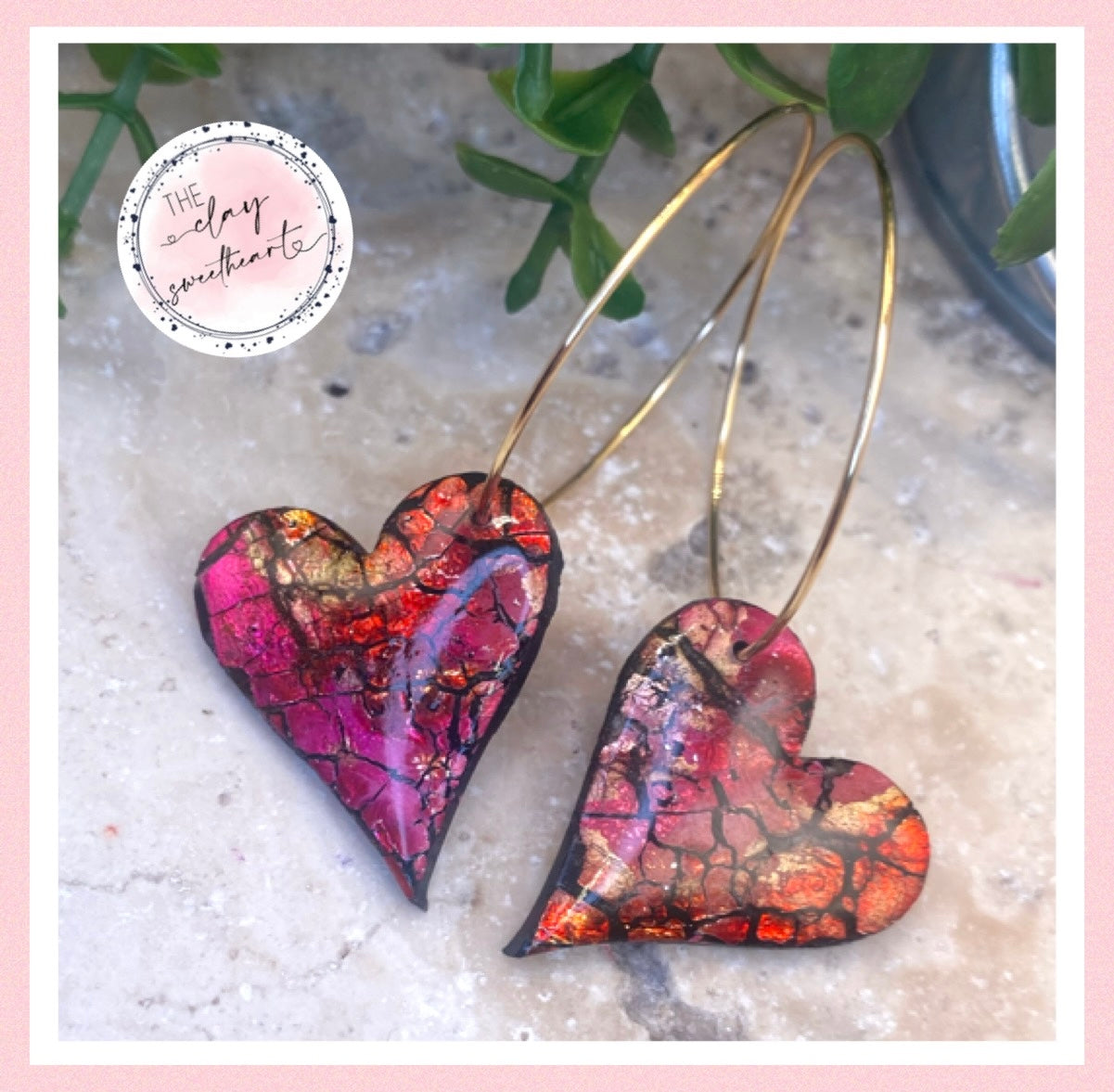 2205 red prism polymer clay earrings