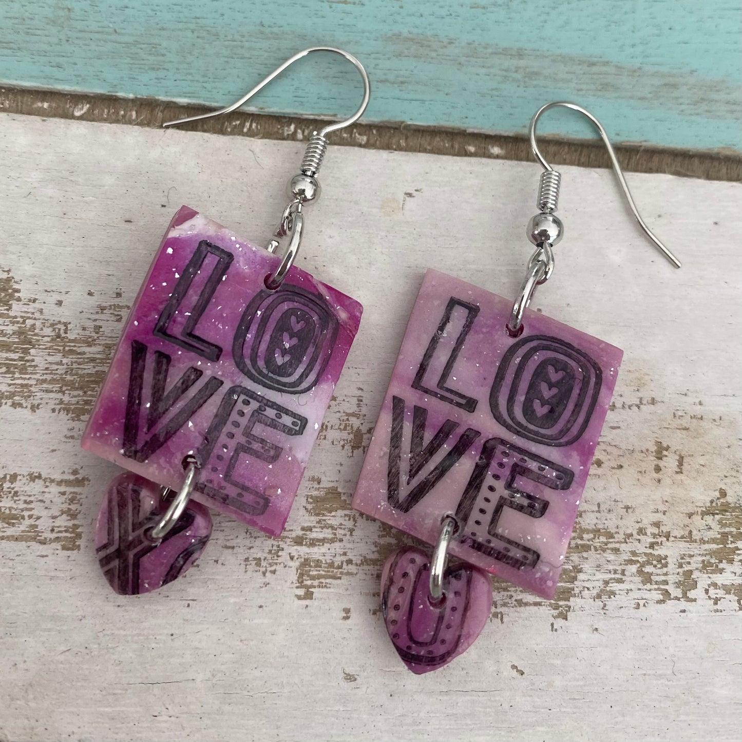 504 valentines heart polymer clay earrings
