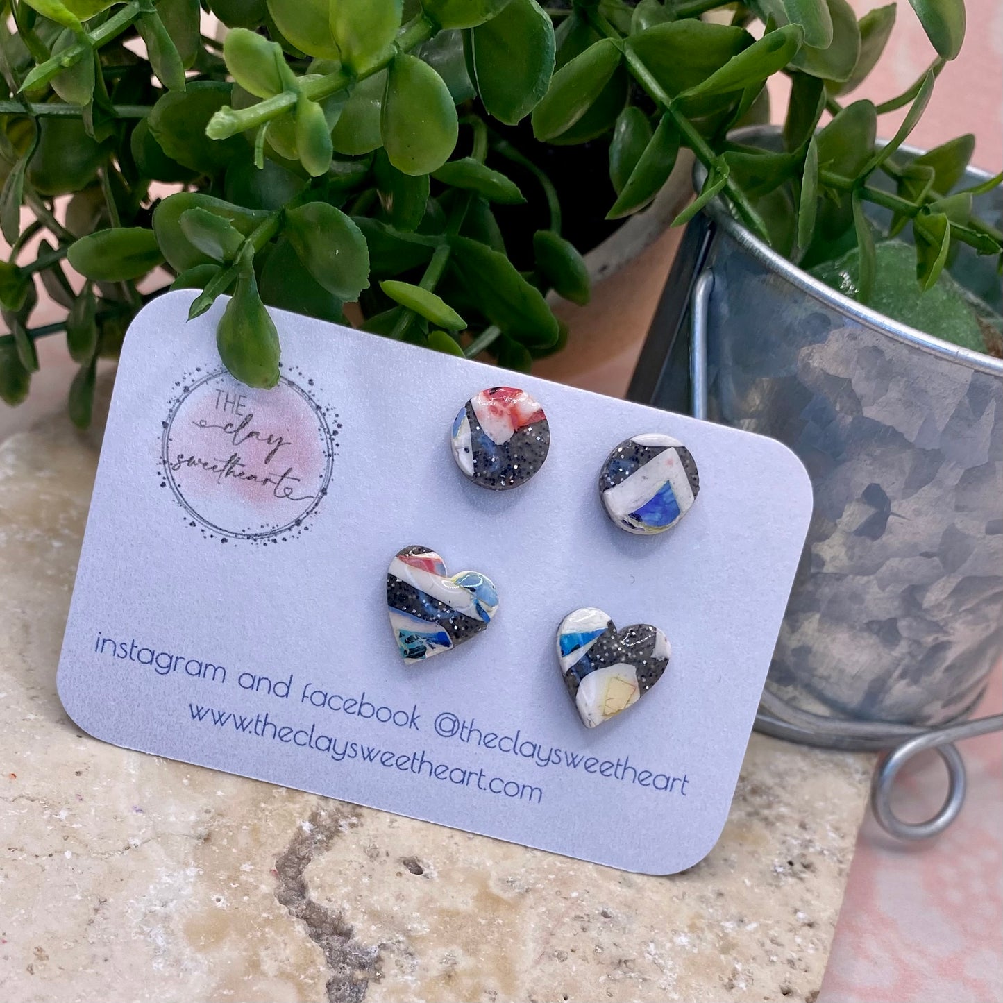 1201 polymer clay stud earring set