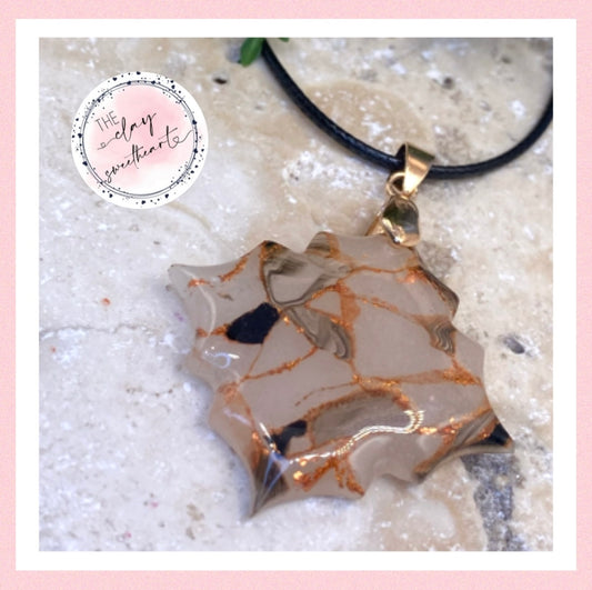 1408 black and copper polymer clay necklace