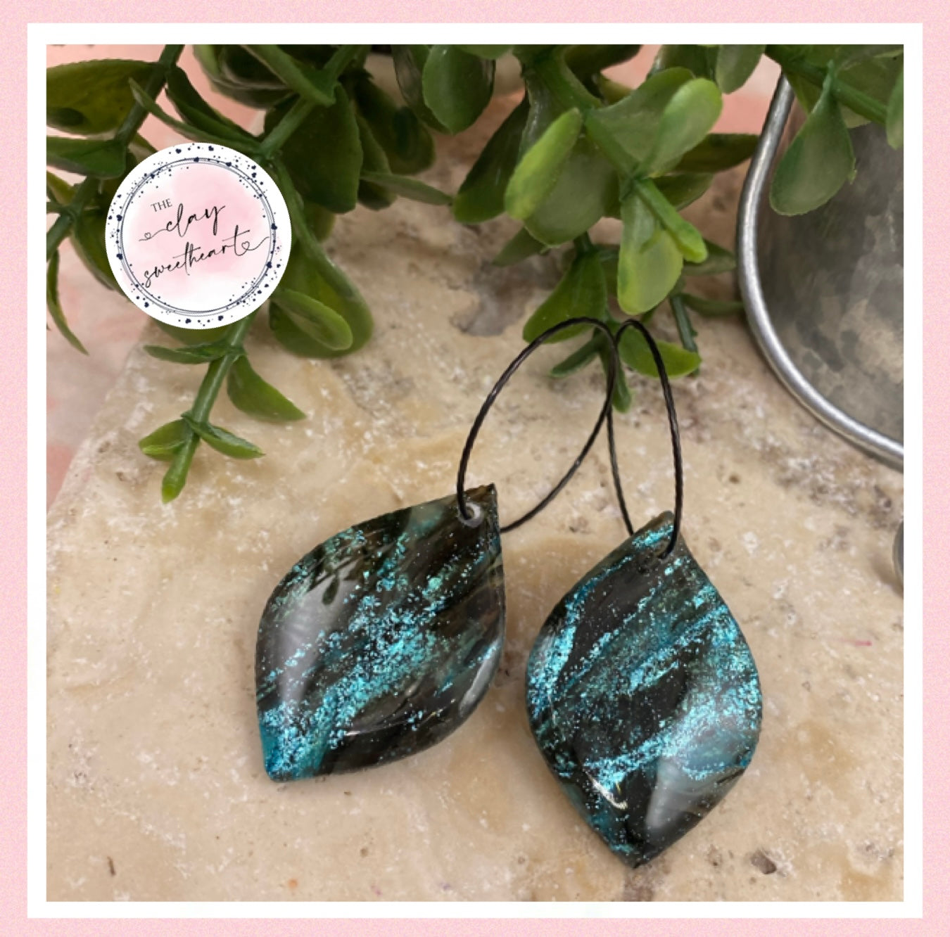 2676 Polymer clay hoop earrings