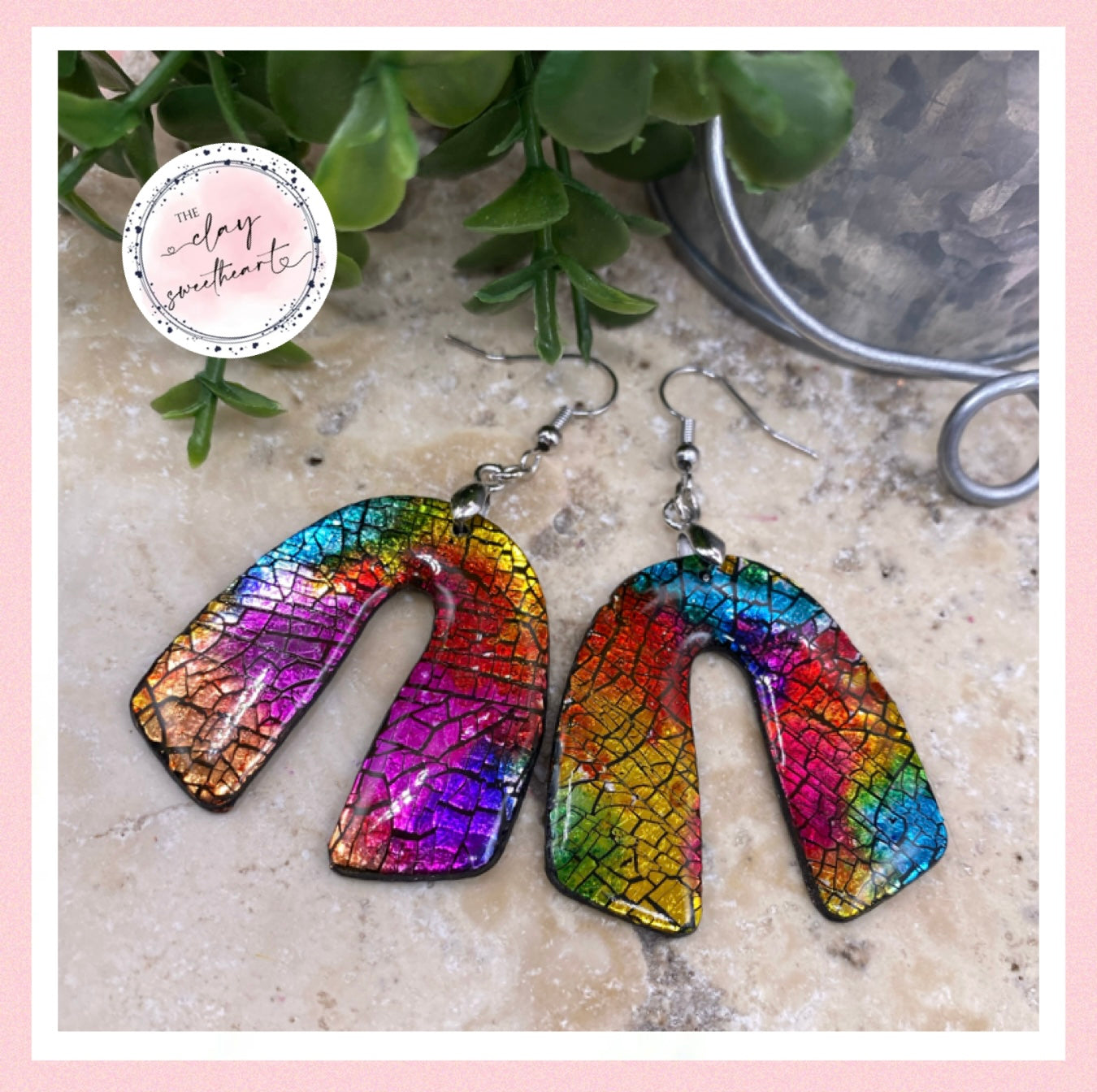 2725 Polymer clay rainbow earrings