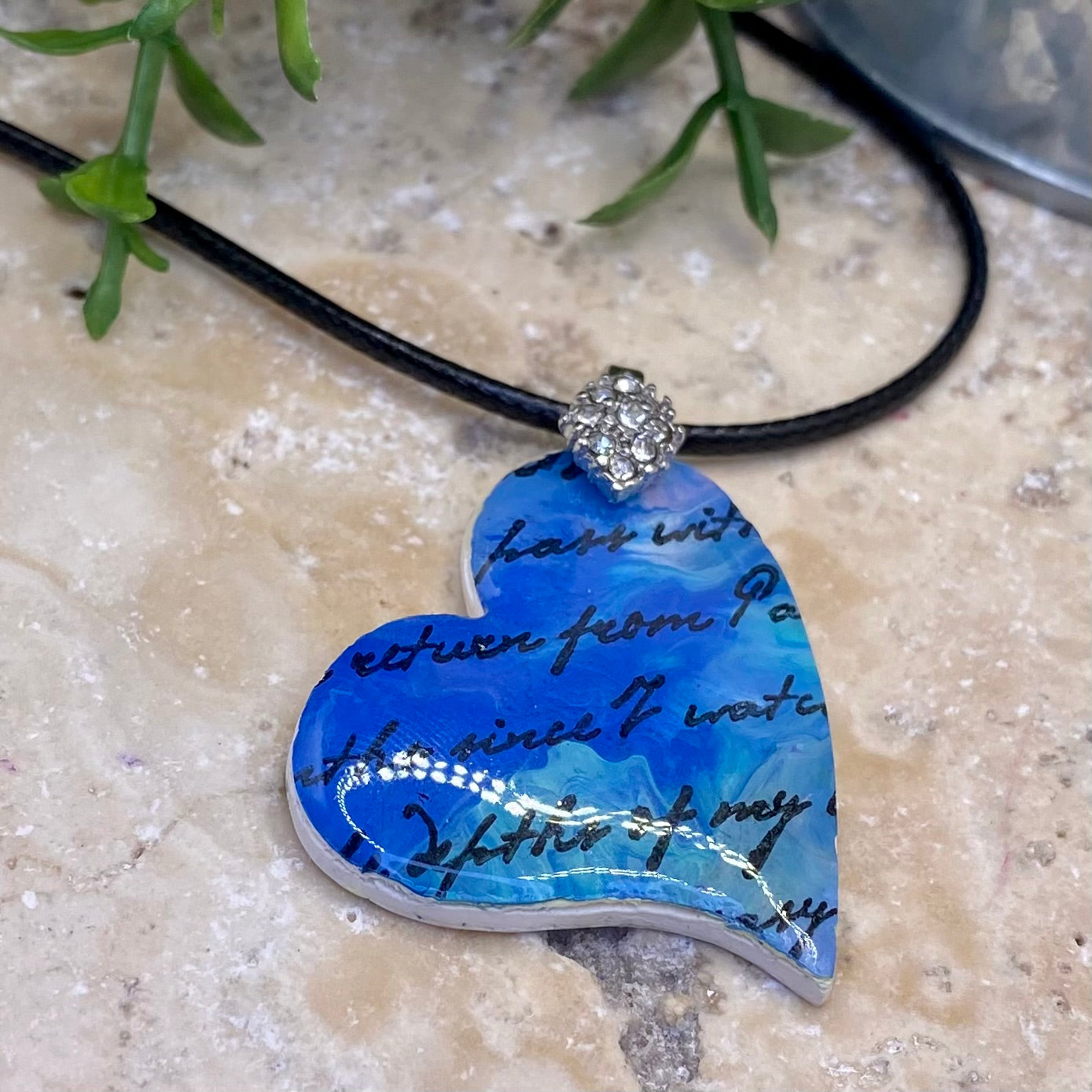 1102 polymer clay heart necklace