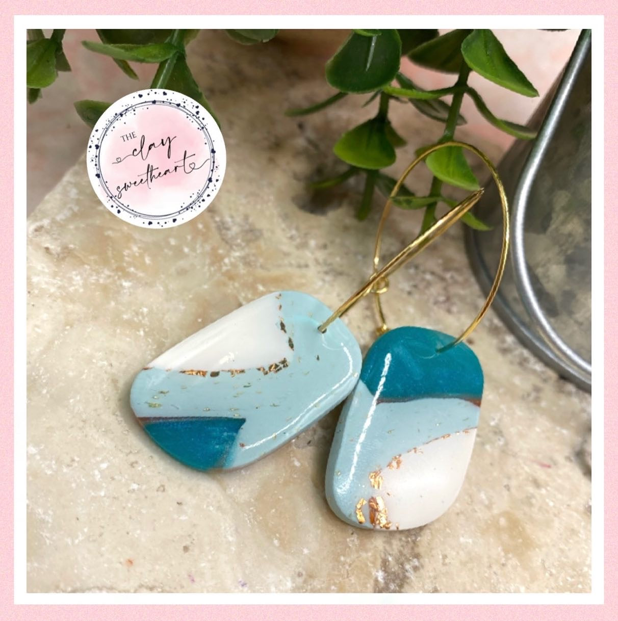 2401 blue gold hoop earrings
