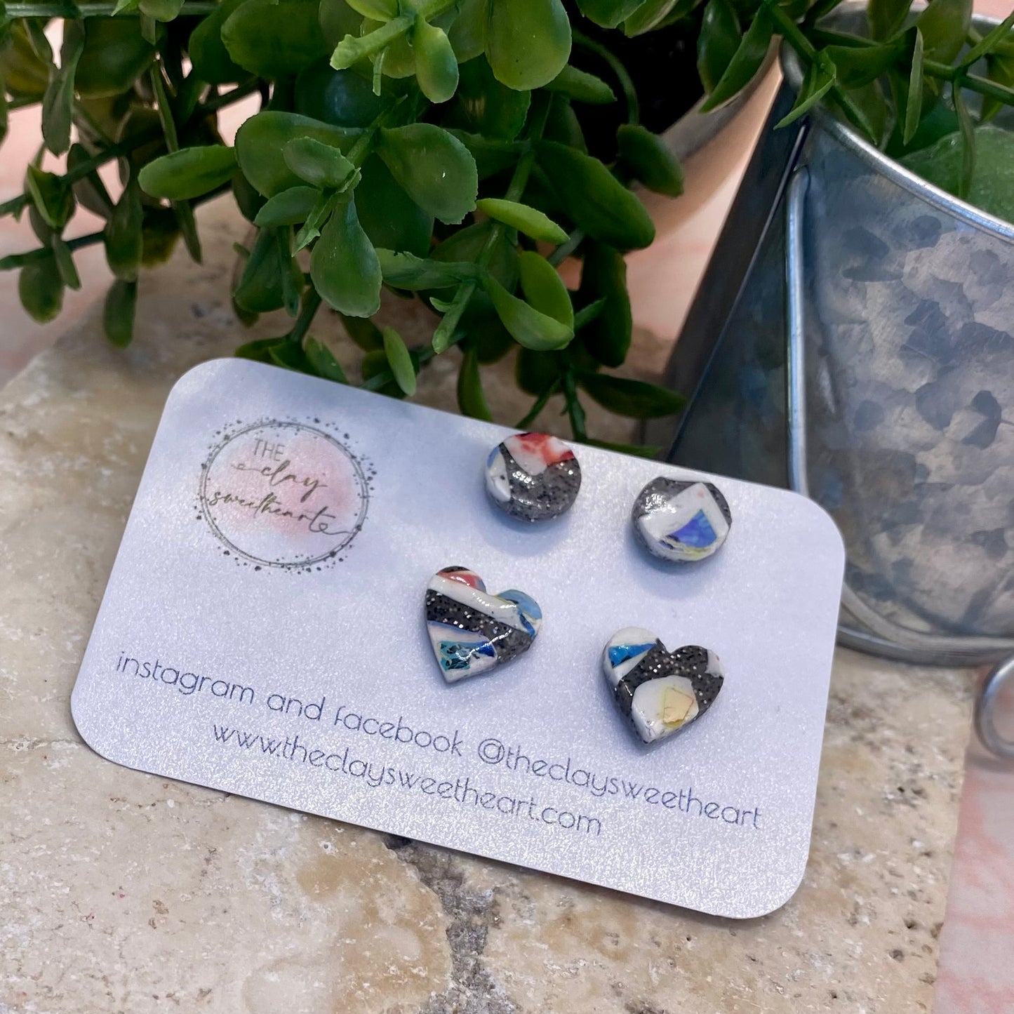 1201 polymer clay stud earring set