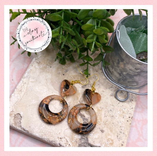 1401 black and copper polymer clay earrings