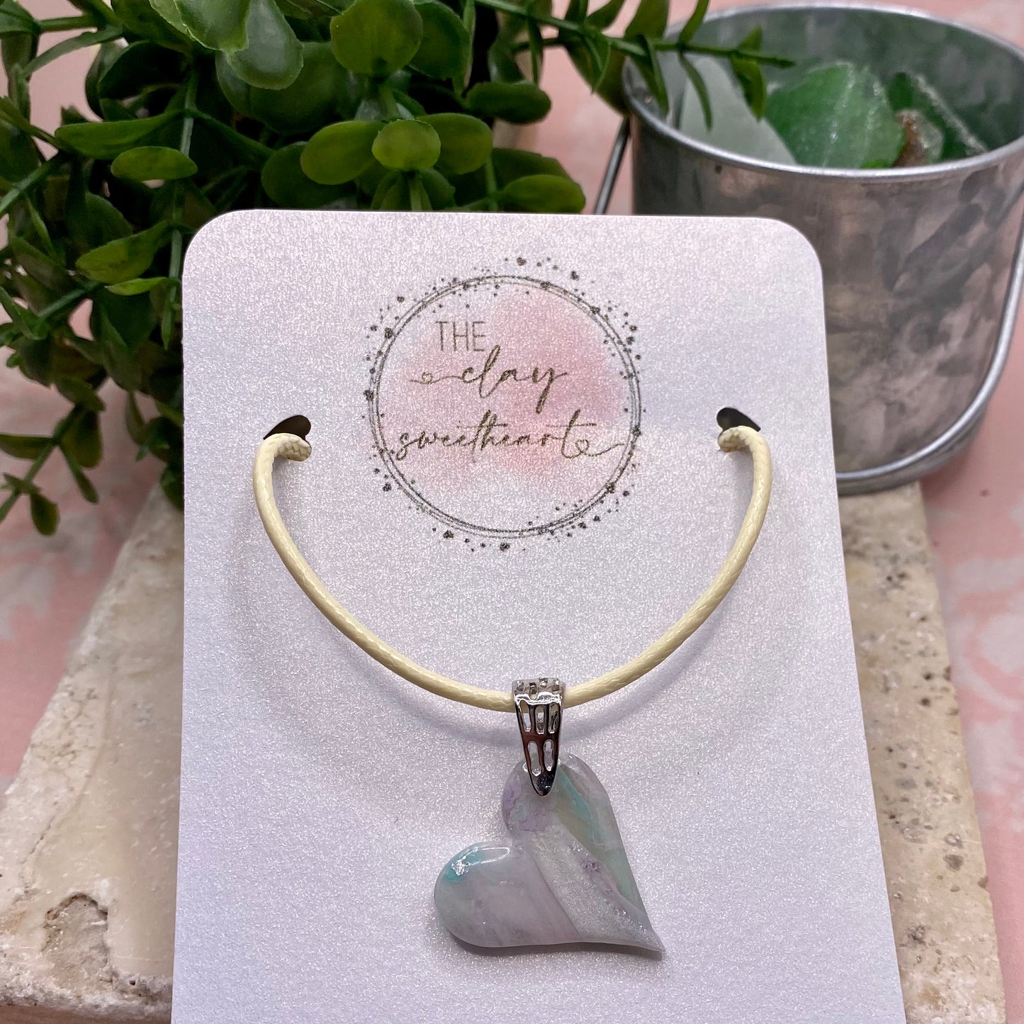 409 polymer clay heart necklace