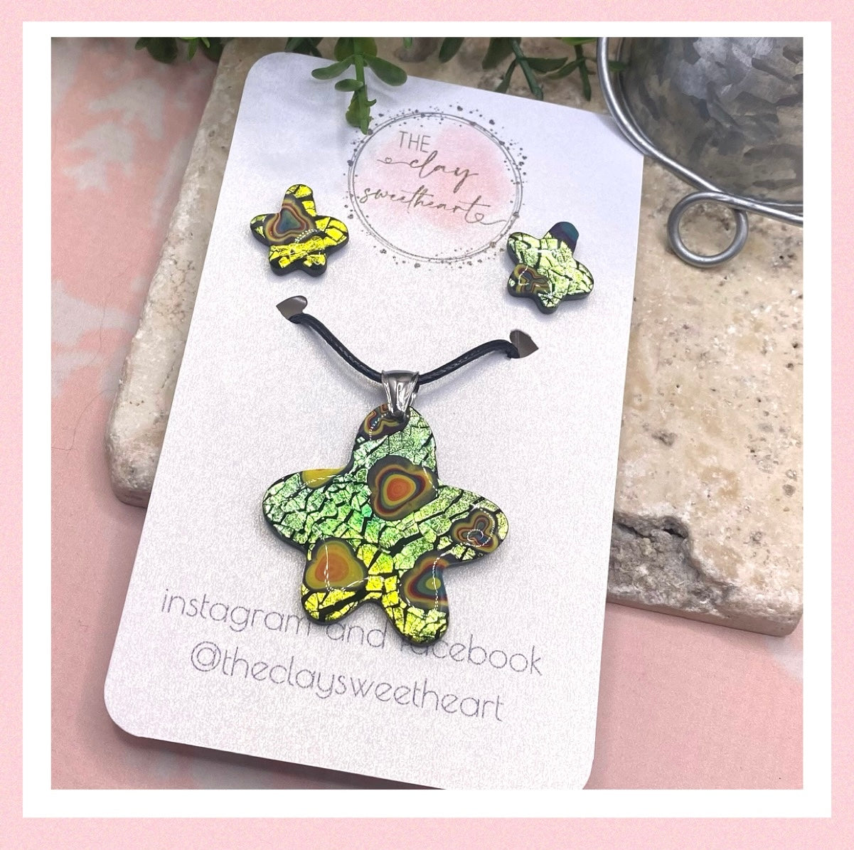 804 polymer clay earrings and necklace set