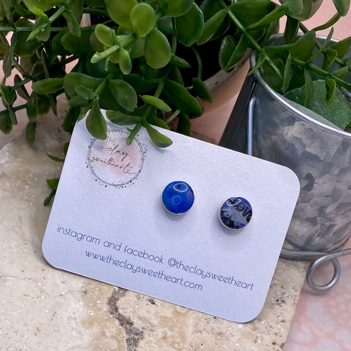 1109 polymer clay stud earrings
