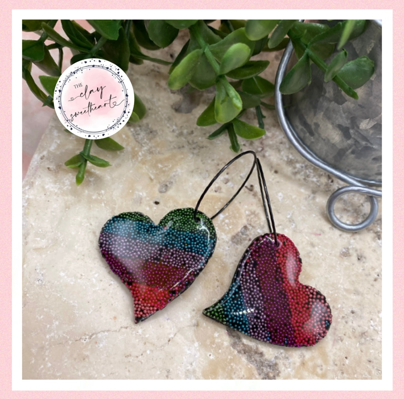 2654 Polymer clay hoop earrings