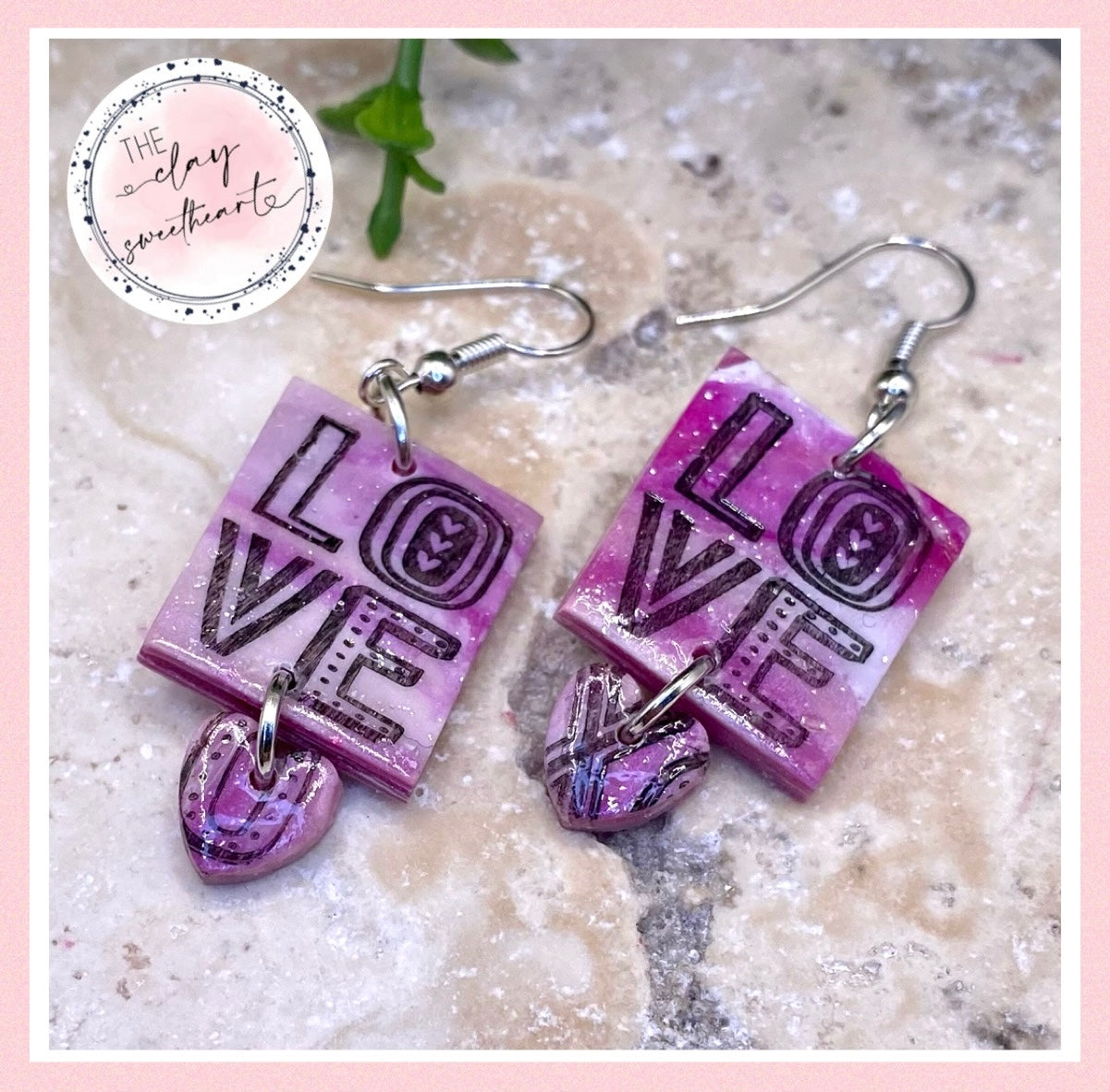 504 valentines heart polymer clay earrings
