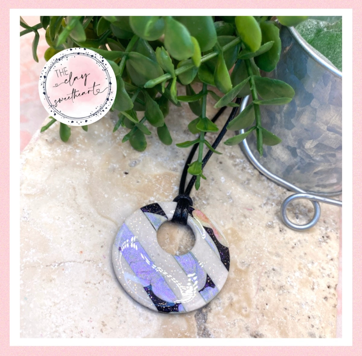 2005 polymer clay circle color change necklace