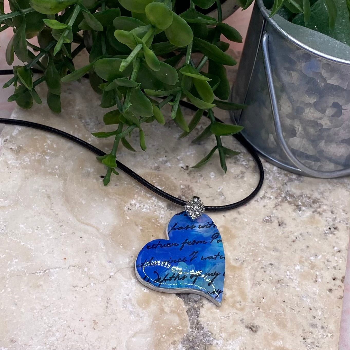 1102 polymer clay heart necklace
