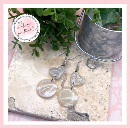 1505 white and silver polymer clay earrings
