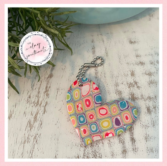 3005 polymer clay heart keychain