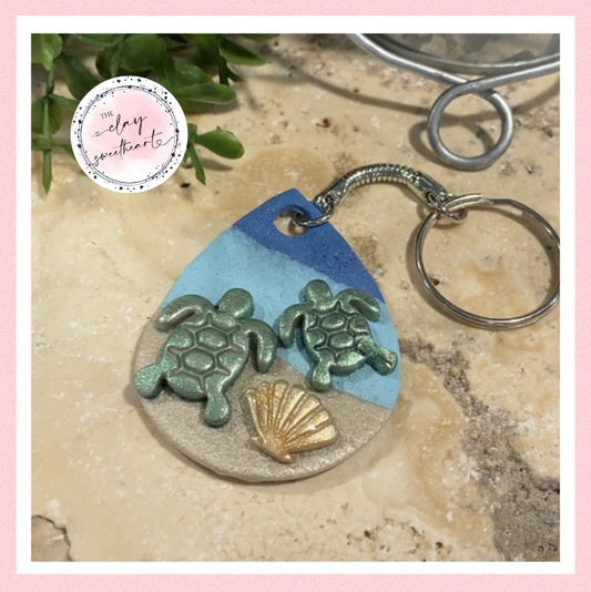 3006 polymer clay heart keychain