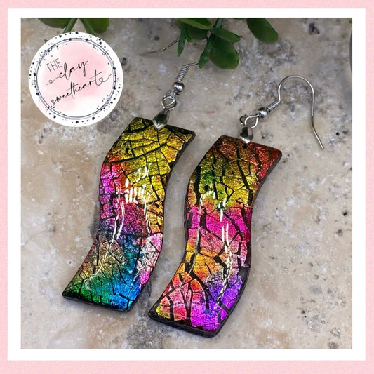 002 Rainbow prism polymer clay earrings
