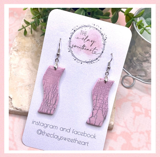 608 Pink crackle polymer clay earrings