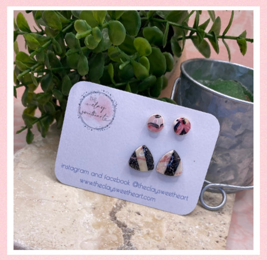 1810 polymer clay stud earrings