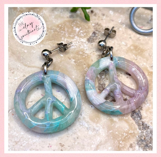 407 polymer clay peace sign earrings