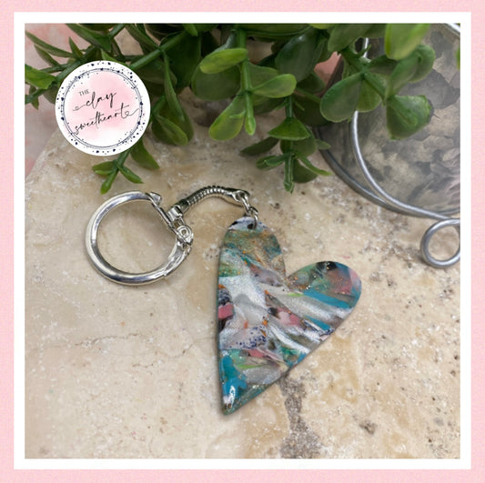 3002 polymer clay heart keychain