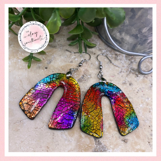 2725 Polymer clay rainbow earrings