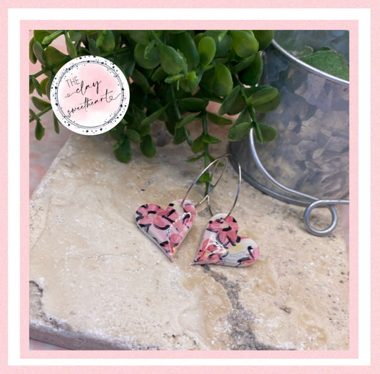 1804 polymer clay heart earrings