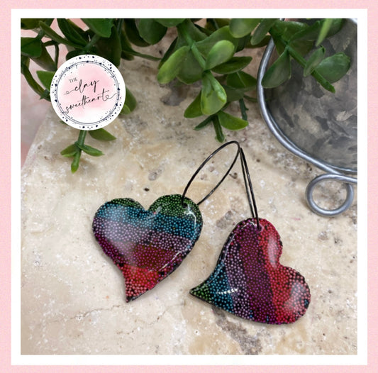 2654 Polymer clay hoop earrings