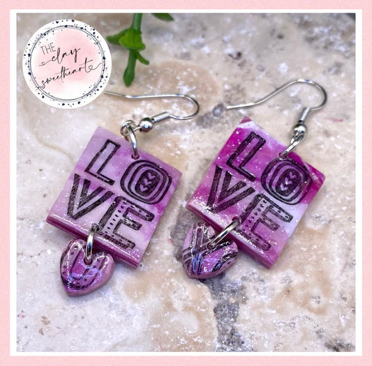 504 valentines heart polymer clay earrings
